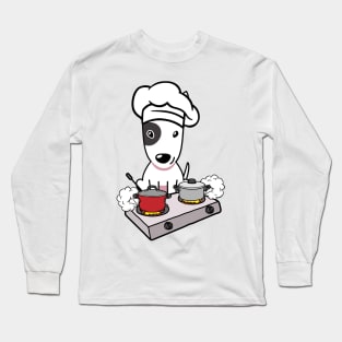 Funny bull terrier is cooking Long Sleeve T-Shirt